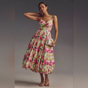 Anthropologie Hutch Sleeveless V-Neck Cutout Midi Dress Size XS Petite NWT